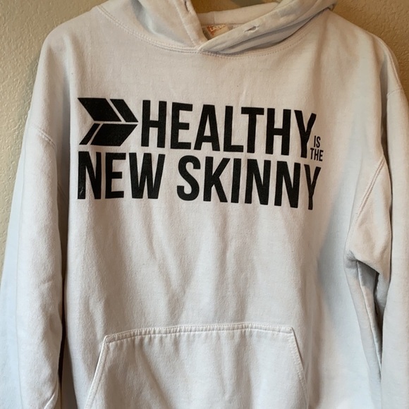 Healthy is the New Skinny Tops - Healthy is the New Skinny White Hoodie sz L